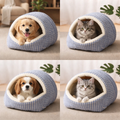 Cozy Check Cat Hideaway Bed