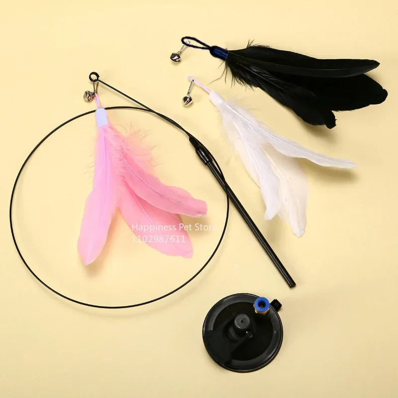 Cat Teaser Wand with Bell & Replaceable Feather