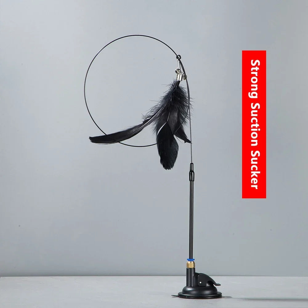Cat Teaser Wand with Bell & Replaceable Feather
