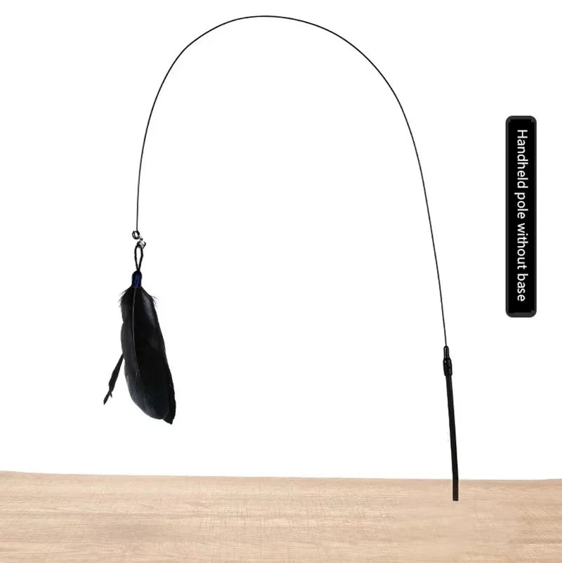 Cat Teaser Wand with Bell & Replaceable Feather