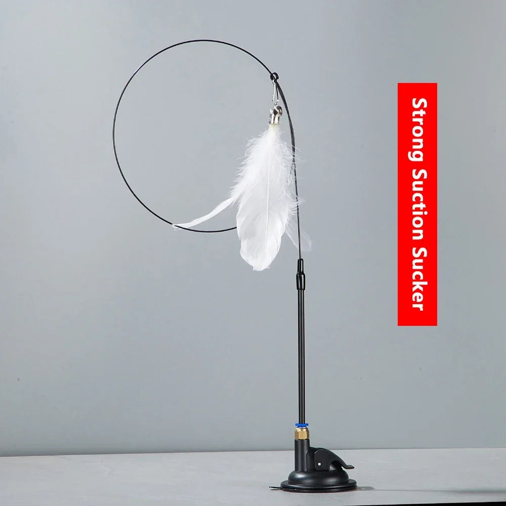 Cat Teaser Wand with Bell & Replaceable Feather