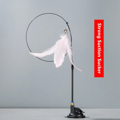 Cat Teaser Wand with Bell & Replaceable Feather
